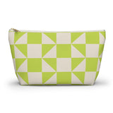 Lime Green Cream Geometric Makeup Bag