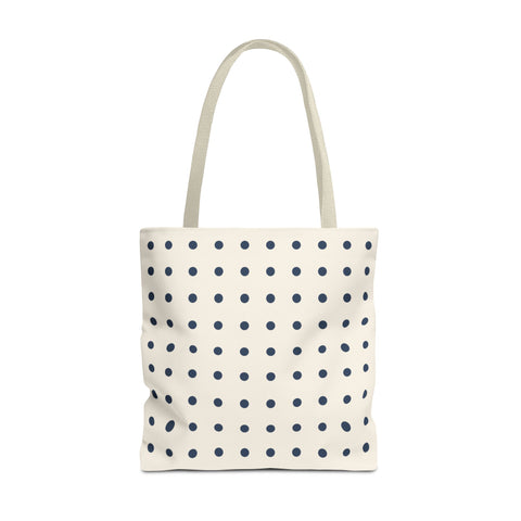 Navy Cream Polka Dot Tote Bag