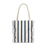 Navy Cream Striped Tote Bag
