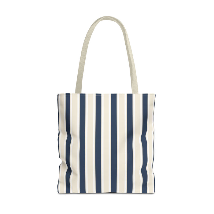 Navy Cream Striped Tote Bag