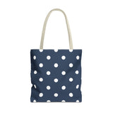 Navy White Polka Dot Tote Bag