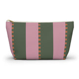 Pink Green Striped Makeup Bag