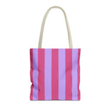 Pink Lilac Striped Tote Bag