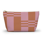 Pink terracotta color block makeup bag with gold zipper pull, front view