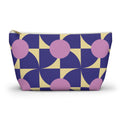 Purple pink geometric makeup bag front view on white background