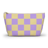 Purple Yellow Checkered Makeup Bag