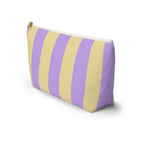 Side view of the Purple Yellow Striped makeup bag
