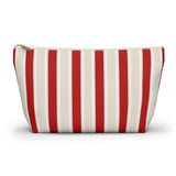Red Cream Striped Makeup Bag