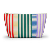 Red Green Lavender Striped Makeup Bag