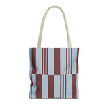 Sky Blue Burgundy Block Striped Tote Bag