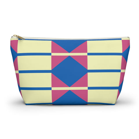 Yellow Pink Blue Geometric Makeup Bag
